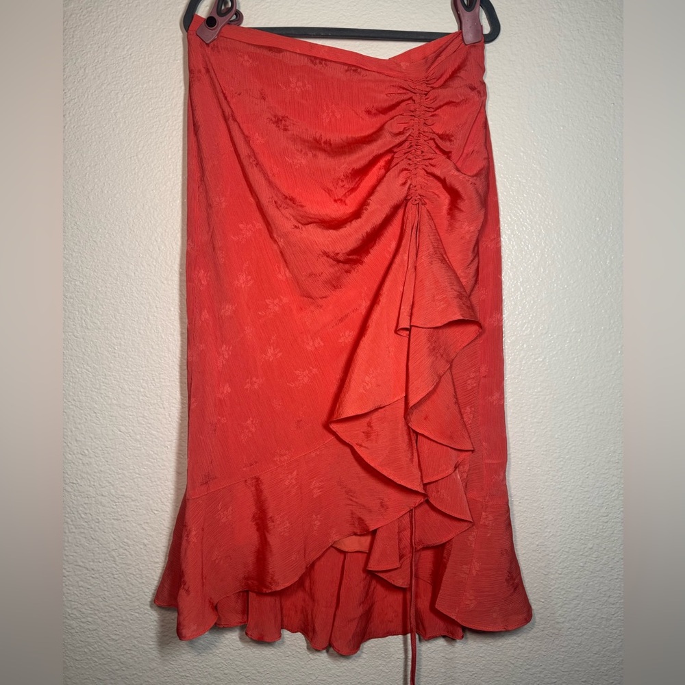 Coral Ruffled asymmetrical Midi Skirt - Women